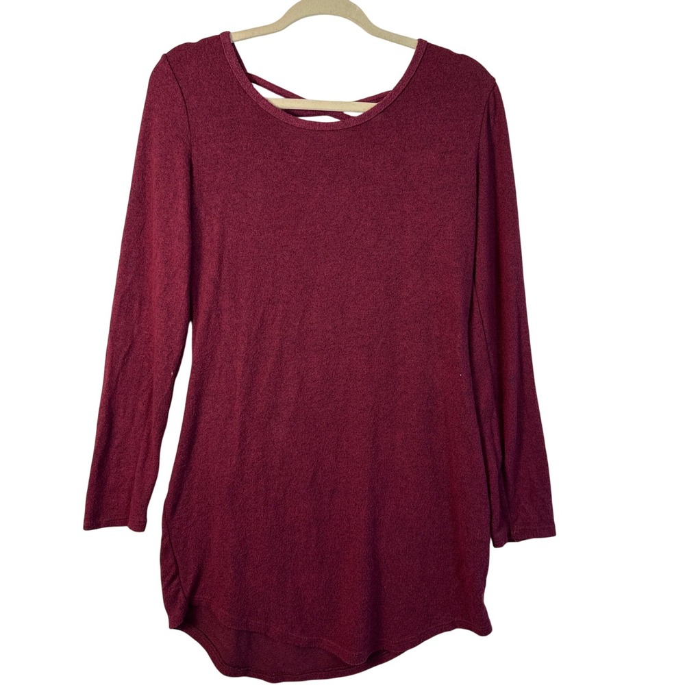 No Boundaries Burgundy Lattice Back‎ Long Sleeve Top NJ48T214P Large 11-13
